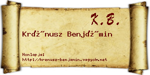Krénusz Benjámin névjegykártya